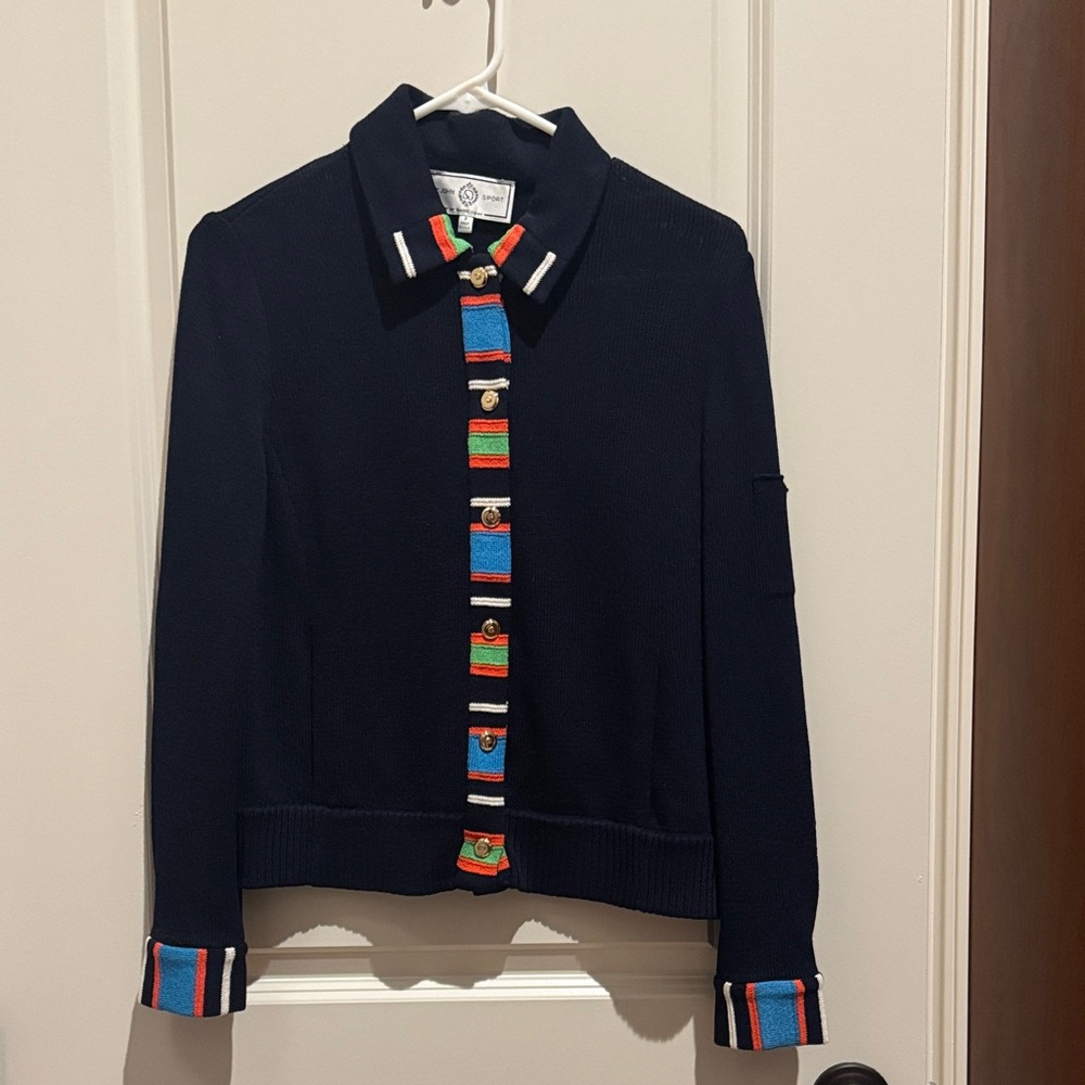 St John Sport Navy Jacket with Multicolor Stripes